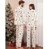 Ekouaer Couple Matching Pajamas 100% Cotton Long Sleeve Loungewear Pj Sets(Christmas Apricot Ski Lift)