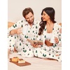 Ekouaer Couple Matching Pajamas 100% Cotton Long Sleeve Loungewear Pj Sets(Christmas Apricot Ski Lift)
