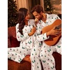 Ekouaer Couple Matching Pajamas 100% Cotton Long Sleeve Loungewear Pj Sets(Christmas Apricot Ski Lift)