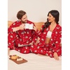 Ekouaer Couple Matching Pajamas 100% Cotton Long Sleeve Loungewear Pj Sets(Christmas Red)