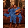 Ekouaer Couple Matching Pajamas 100% Cotton Long Sleeve Loungewear Pj Sets(Navy-b)