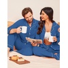 Ekouaer Couple Matching Pajamas 100% Cotton Long Sleeve Loungewear Pj Sets(Navy-b)