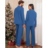 Ekouaer Couple Matching Pajamas 100% Cotton Long Sleeve Loungewear Pj Sets(Navy-b)