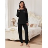 Ekouaer Pajamas Set for Women Soft Comfy Pjs Jogger Lounge Sets(Black)