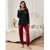 Ekouaer Pajamas Set for Women Soft Comfy Pjs Jogger Lounge Sets(Black Plaid)