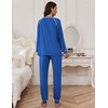 Ekouaer Pajamas Set for Women Soft Comfy Pjs Jogger Lounge Sets(Blue)