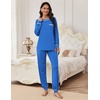 Ekouaer Pajamas Set for Women Soft Comfy Pjs Jogger Lounge Sets(Blue)