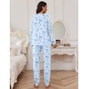 Ekouaer Pajamas Set for Women Soft Comfy Pjs Jogger Lounge Sets(Blue Bow)