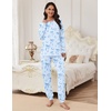 Ekouaer Pajamas Set for Women Soft Comfy Pjs Jogger Lounge Sets(Blue Bow)