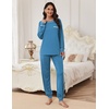 Ekouaer Pajamas Set for Women Soft Comfy Pjs Jogger Lounge Sets(Blue Green)