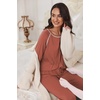 Ekouaer Pajamas Set for Women Soft Comfy Pjs Jogger Lounge Sets(Brown)