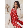 Ekouaer Pajamas Set for Women Soft Comfy Pjs Jogger Lounge Sets(Christmas Red With Snowflakes)