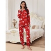 Ekouaer Pajamas Set for Women Soft Comfy Pjs Jogger Lounge Sets(Christmas Red With Snowflakes)