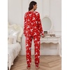 Ekouaer Pajamas Set for Women Soft Comfy Pjs Jogger Lounge Sets(Christmas Red With Snowflakes)