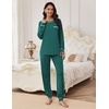 Ekouaer Pajamas Set for Women Soft Comfy Pjs Jogger Lounge Sets(Dark Green)