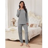 Ekouaer Pajamas Set for Women Soft Comfy Pjs Jogger Lounge Sets(Flower Gray)