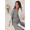 Ekouaer Pajamas Set for Women Soft Comfy Pjs Jogger Lounge Sets(Flower Gray)