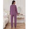 Ekouaer Pajamas Set for Women Soft Comfy Pjs Jogger Lounge Sets(Fuchsia)