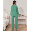 Ekouaer Pajamas Set for Women Soft Comfy Pjs Jogger Lounge Sets(Gray Green)