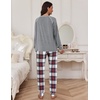 Ekouaer Pajamas Set for Women Soft Comfy Pjs Jogger Lounge Sets(Gray Plaid)