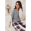 Ekouaer Pajamas Set for Women Soft Comfy Pjs Jogger Lounge Sets(Gray Plaid)