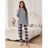 Ekouaer Pajamas Set for Women Soft Comfy Pjs Jogger Lounge Sets(Gray Plaid)