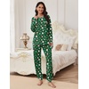 Ekouaer Pajamas Set for Women Soft Comfy Pjs Jogger Lounge Sets(Green Santa)