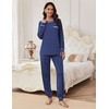 Ekouaer Pajamas Set for Women Soft Comfy Pjs Jogger Lounge Sets(Navy)