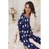 Ekouaer Pajamas Set for Women Soft Comfy Pjs Jogger Lounge Sets(Navy Blue Christmas)