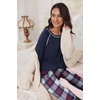 Ekouaer Pajamas Set for Women Soft Comfy Pjs Jogger Lounge Sets(Navy Plaid)