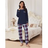 Ekouaer Pajamas Set for Women Soft Comfy Pjs Jogger Lounge Sets(Navy Plaid)