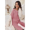 Ekouaer Pajamas Set for Women Soft Comfy Pjs Jogger Lounge Sets(Old Rose)