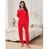 Ekouaer Pajamas Set for Women Soft Comfy Pjs Jogger Lounge Sets(Red)