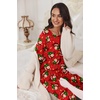 Ekouaer Pajamas Set for Women Soft Comfy Pjs Jogger Lounge Sets(Red Santa)