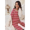 Ekouaer Pajamas Set for Women Soft Comfy Pjs Jogger Lounge Sets(Red Teddy)