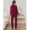 Ekouaer Pajamas Set for Women Soft Comfy Pjs Jogger Lounge Sets(Wine Red)