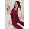 Ekouaer Pajamas Set for Women Soft Comfy Pjs Jogger Lounge Sets(Wine Red)