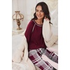 Ekouaer Pajamas Set for Women Soft Comfy Pjs Jogger Lounge Sets(Wine Red Plaid)