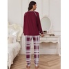 Ekouaer Pajamas Set for Women Soft Comfy Pjs Jogger Lounge Sets(Wine Red Plaid)