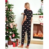 Ekouaer Pajamas for Women Set 2 Piece Short Sleeve Fall Pjs with Pockets(Black Christmas)