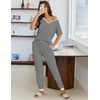 Ekouaer Pajamas for Women Set 2 Piece Short Sleeve Fall Pjs with Pockets(Black Stripe)