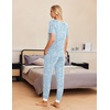 Ekouaer Pajamas for Women Set 2 Piece Short Sleeve Fall Pjs with Pockets(Blue Cashew)