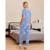 Ekouaer Pajamas for Women Set 2 Piece Short Sleeve Fall Pjs with Pockets(Blue Flowers)