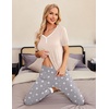 Ekouaer Pajamas for Women Set 2 Piece Short Sleeve Fall Pjs with Pockets(Champagne-gery Star)