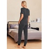 Ekouaer Pajamas for Women Set 2 Piece Short Sleeve Fall Pjs with Pockets(Dark Gray)
