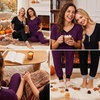 Ekouaer Pajamas for Women Set 2 Piece Short Sleeve Fall Pjs with Pockets(Dark Red-black)