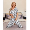 Ekouaer Pajamas for Women Set 2 Piece Short Sleeve Fall Pjs with Pockets(Gery Cat)
