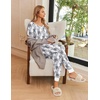 Ekouaer Pajamas for Women Set 2 Piece Short Sleeve Fall Pjs with Pockets(Gery Cat)