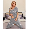 Ekouaer Pajamas for Women Set 2 Piece Short Sleeve Fall Pjs with Pockets(Gery Coffee)
