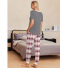 Ekouaer Pajamas for Women Set 2 Piece Short Sleeve Fall Pjs with Pockets(Gery-heart Plaid)